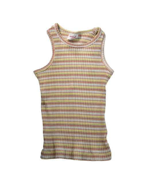 A White Sleeveless Tops from Seed in size 5T for girl. (Front View)