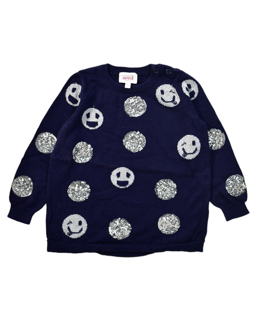 A Navy Long Sleeve Tops from Seed in size 2T for girl. (Front View)