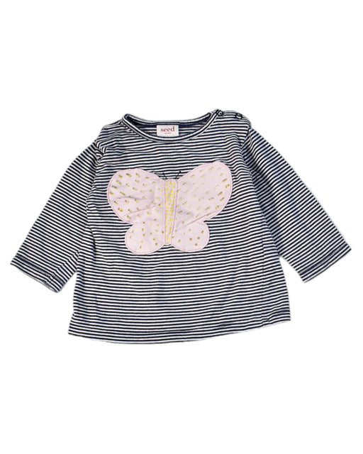 A Black Long Sleeve Tops from Seed in size 0-3M for girl. (Front View)