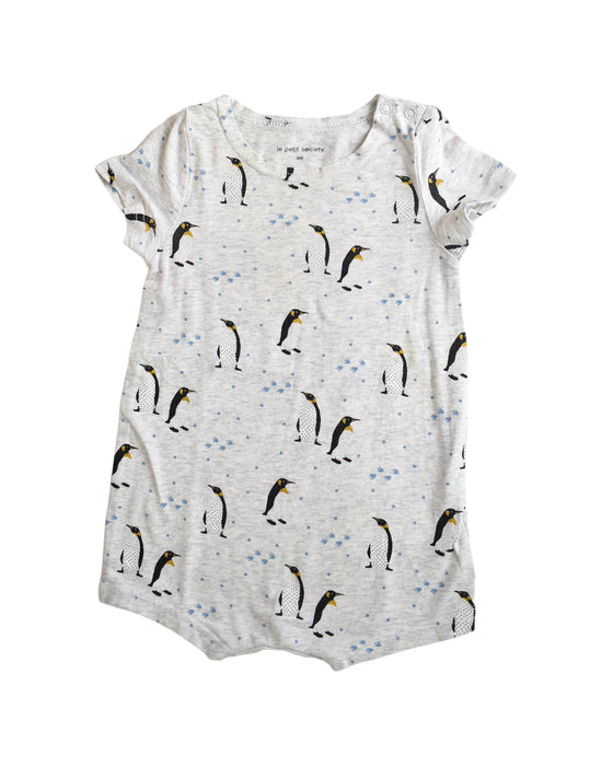 A Grey Short Sleeve Rompers from Le Petit Society in size 3-6M for boy. (Front View)