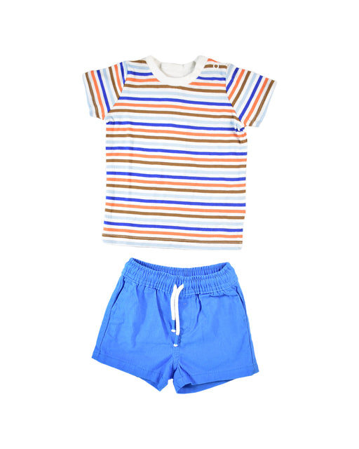 A Blue Shorts Sets from Seed in size 0-3M for boy. (Front View)