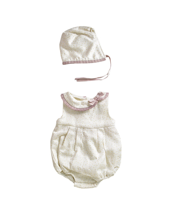 A White Rompers from Cupcakes and Cashmere in size 3-6M for girl. (Front View)