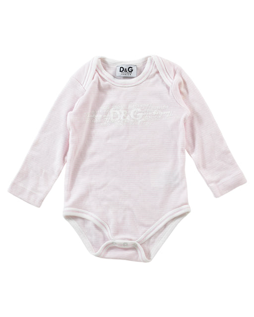 A Pink Long Sleeve Bodysuits from Dolce & Gabbana in size 6-12M for girl. (Front View)