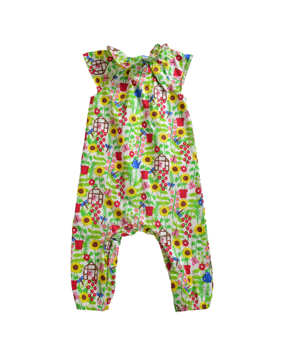 A Green Sleeveless Jumpsuits from Frugi in size 3-6M for girl. (Back View)