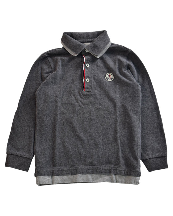 A Grey Long Sleeve Polos from Moncler in size 6T for boy. (Front View)
