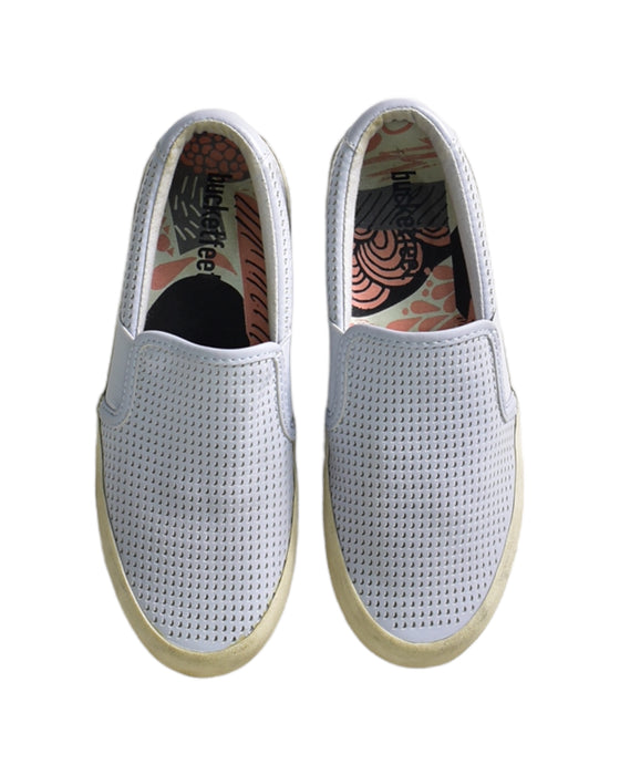 A Blue Slip Ons from Bucketfeet in size 9Y for girl. (Back View)