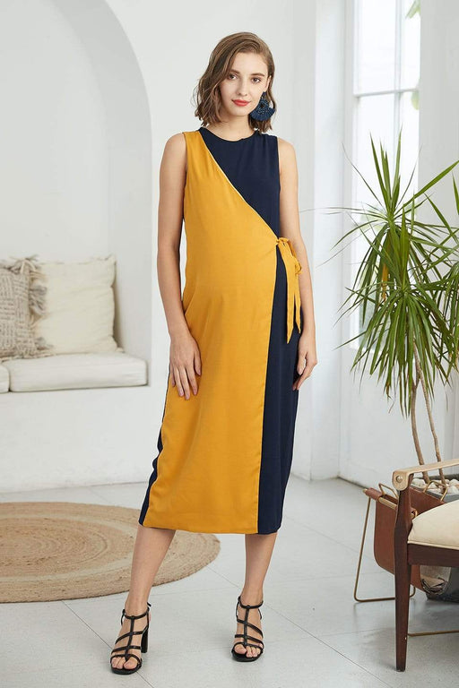 A Yellow Sleeveless Jumpsuits from Spring in size S for maternity. (Front View)