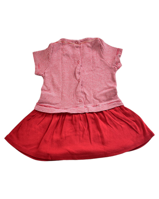 A Red Short Sleeve Dresses from Petit Bateau in size 3-6M for girl. (Back View)