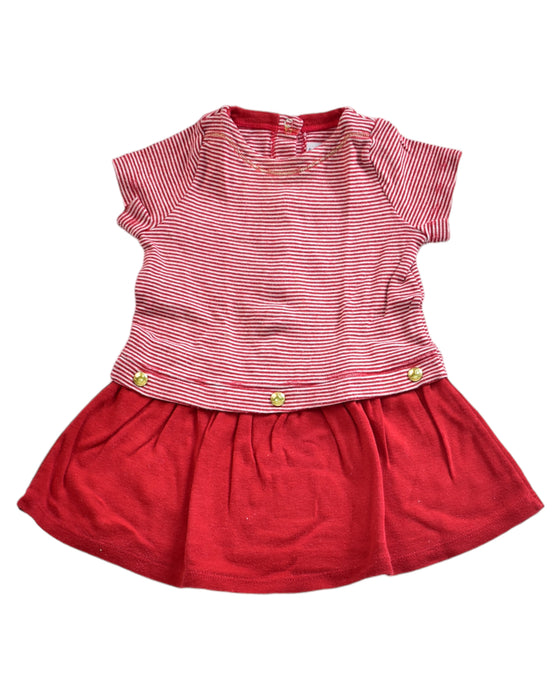 A Red Short Sleeve Dresses from Petit Bateau in size 3-6M for girl. (Front View)