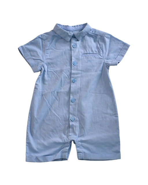 A Blue Short Sleeve Rompers from Chateau de Sable in size 3-6M for neutral. (Front View)