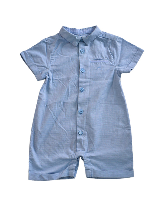 A Blue Short Sleeve Rompers from Chateau de Sable in size 3-6M for neutral. (Front View)