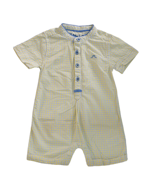 A Blue Short Sleeve Rompers from Chateau de Sable in size 3-6M for neutral. (Front View)