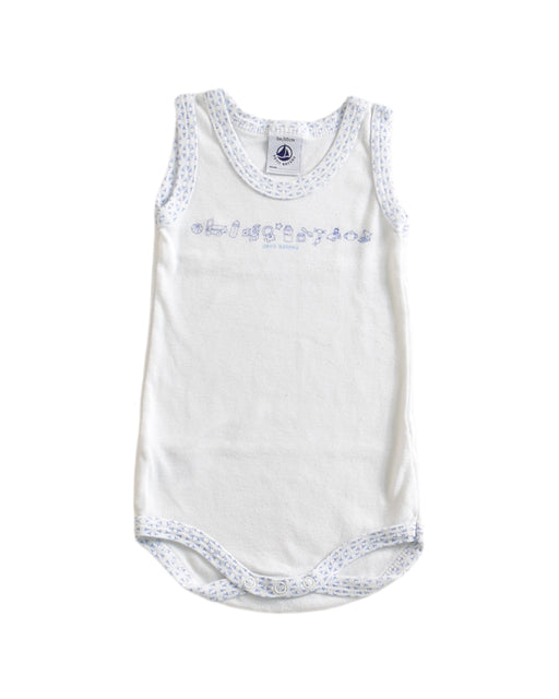 A White Long Sleeve Bodysuits from Petit Bateau in size 0-3M for boy. (Front View)