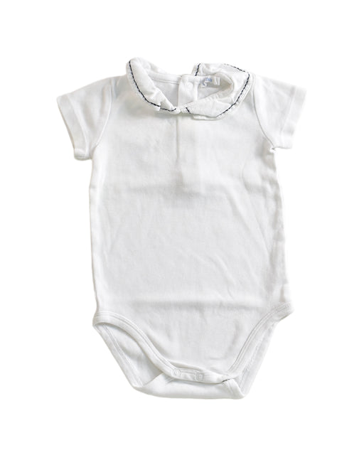 A White Short Sleeve Bodysuits from Bout'Chou in size 3-6M for neutral. (Front View)