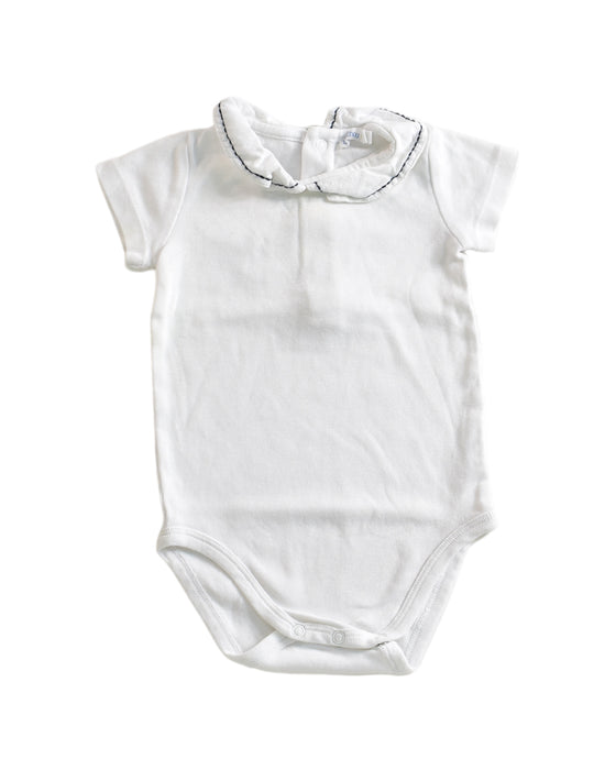A White Short Sleeve Bodysuits from Bout'Chou in size 3-6M for neutral. (Front View)