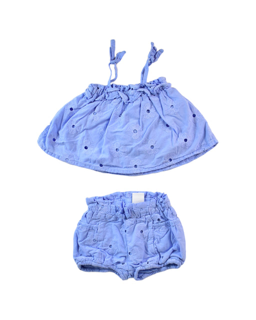 A Blue Shorts Sets from Seed in size 0-3M for girl. (Front View)
