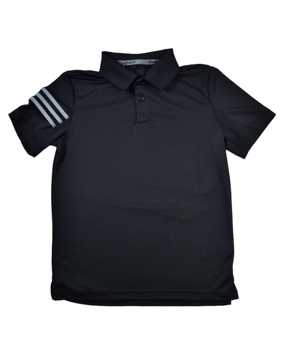 A Black Short Sleeve Polos from Adidas in size 12Y for boy. (Front View)