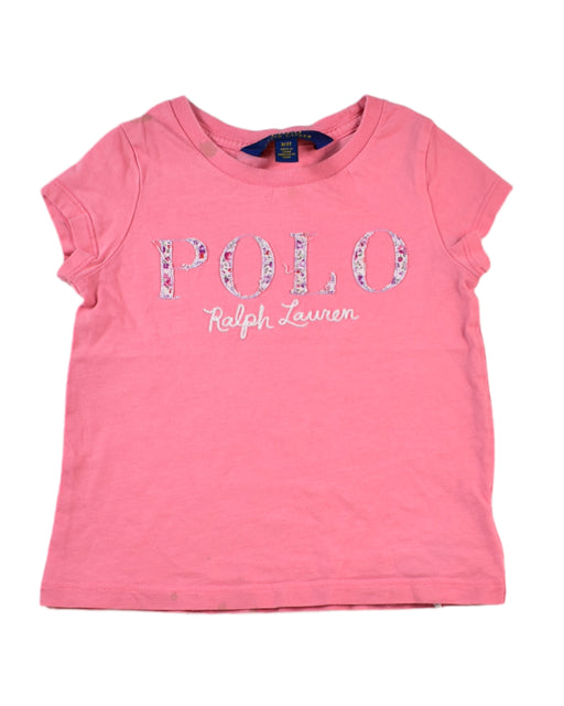 A Pink Short Sleeve T Shirts from Polo Ralph Lauren in size 3T for girl. (Front View)