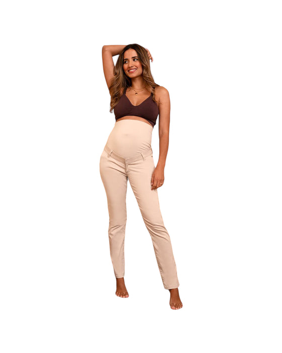A Beige Casual Pants from Seraphine in size M for maternity. (Back View)