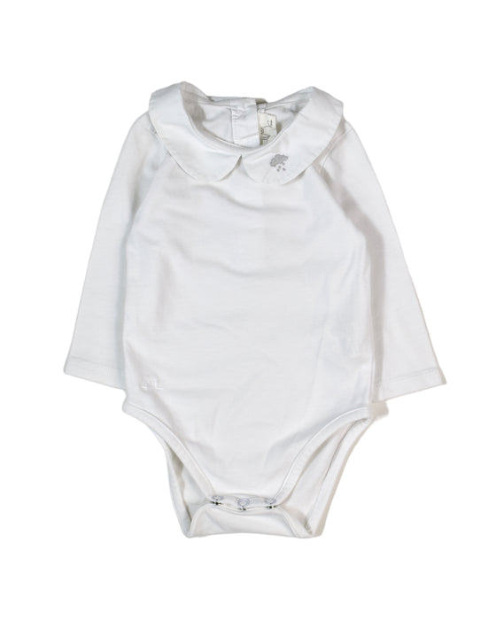 A White Long Sleeve Bodysuits from Chateau de Sable in size 0-3M for neutral. (Front View)