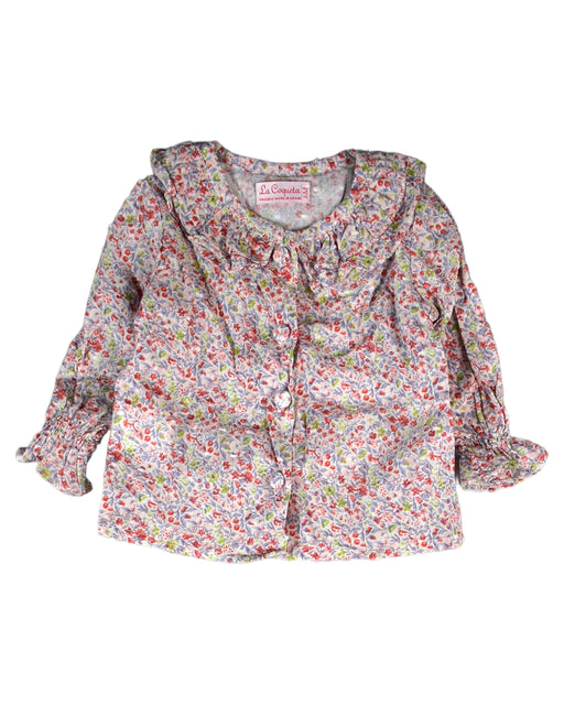 A Pink Long Sleeve Tops from La Coqueta in size 3-6M for girl. (Front View)