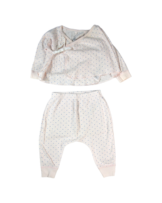 A Pink Pyjama Sets from Petit Bateau in size 3-6M for girl. (Front View)