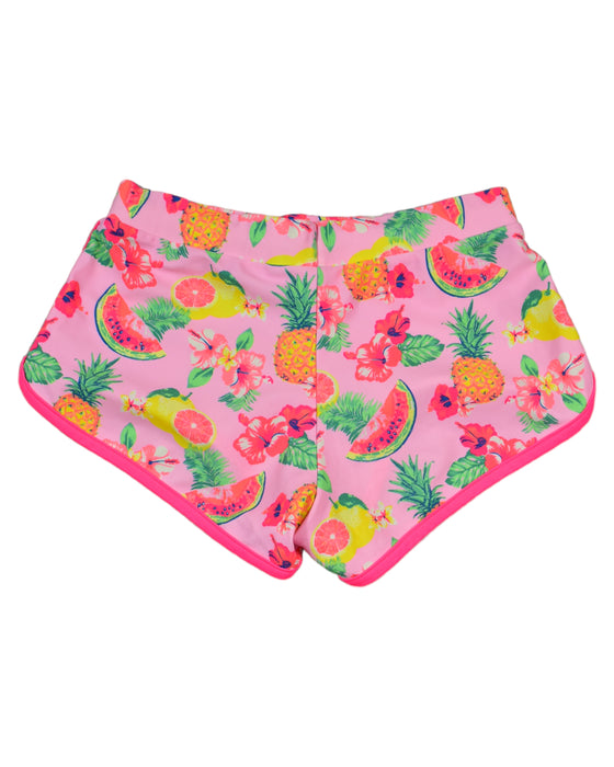 A Pink Swim Shorts from Sunuva in size 7Y for girl. (Back View)