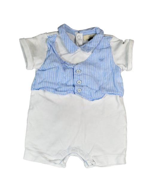 A White Rompers from Armani in size 0-3M for boy. (Front View)