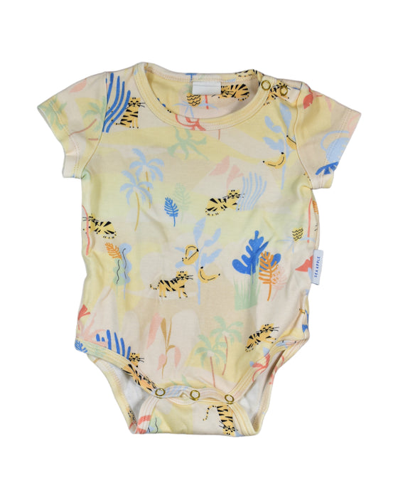 A Yellow Short Sleeve Bodysuits from Sea Apple in size 0-3M for girl. (Front View)
