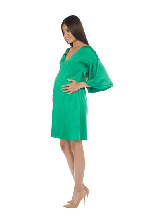 A Green Long Sleeve Dresses from Bohn Fabulous in size S for maternity. (Front View)