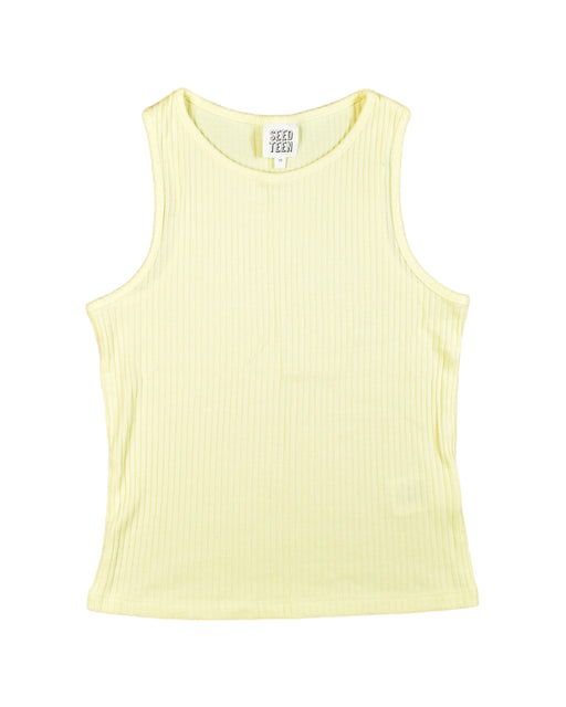 A Yellow Sleeveless Tops from Seed in size 10Y for girl. (Front View)