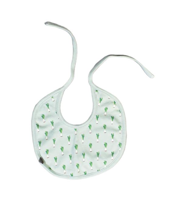 A Green Bibs from Oeuf in size O/S for neutral. (Front View)