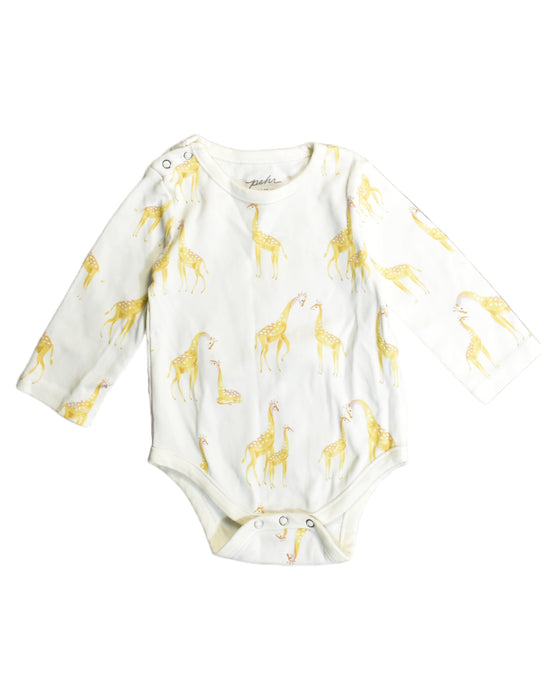 A White Bodysuits from Pehr in size 3-6M for boy. (Front View)