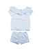 A Blue Shorts Sets from 7 For All Mankind in size 6T for girl. (Front View)