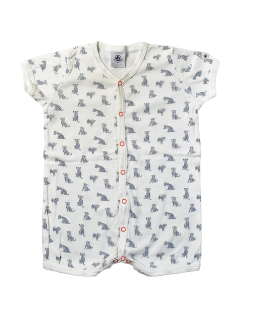 A White Short Sleeve Rompers from Petit Bateau in size 3-6M for boy. (Front View)