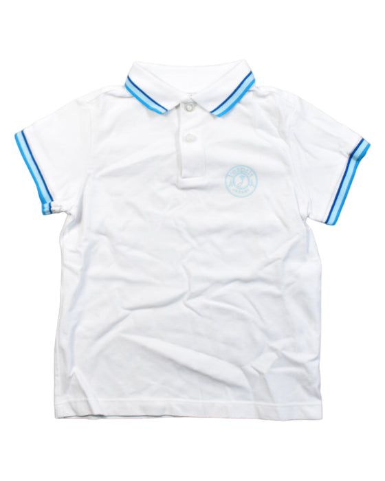 A White Short Sleeve Polos from Jacadi in size 4T for boy. (Front View)