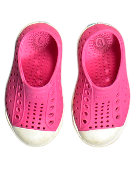A Pink Aqua Shoes from Native Shoes in size 12-18M for girl. (Back View)