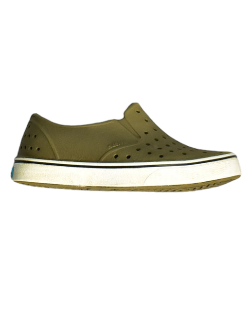 A Green Slip Ons from Native Shoes in size 6T for boy. (Front View)
