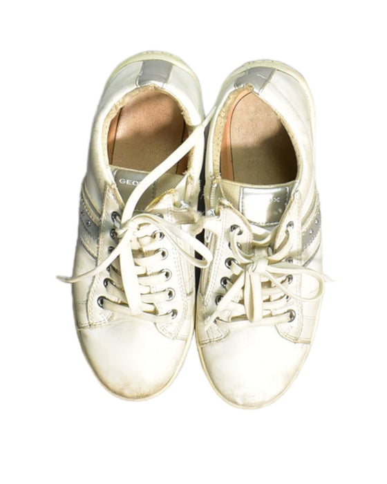A White Sneakers from Geox in size 11Y for boy. (Back View)
