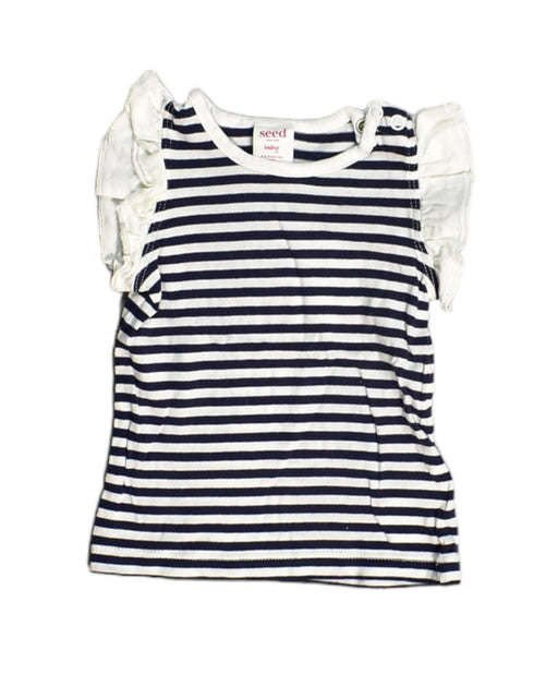 A White Sleeveless Tops from Seed in size 3-6M for girl. (Front View)