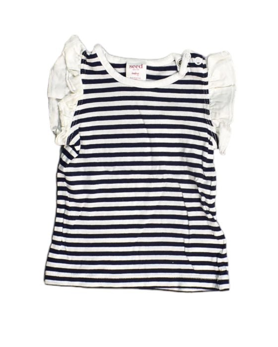 A White Sleeveless Tops from Seed in size 3-6M for girl. (Front View)