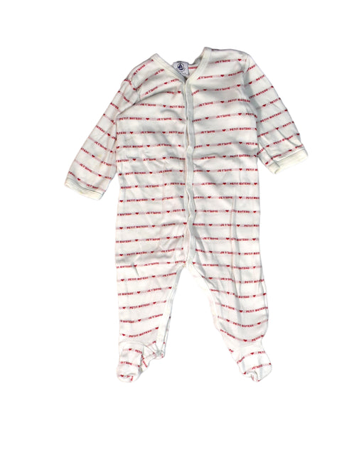 A White Onesies from Petit Bateau in size 3-6M for boy. (Front View)