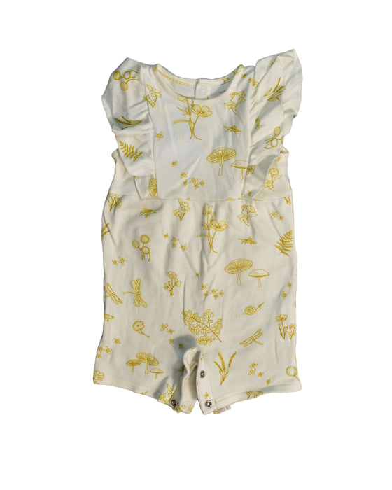 A Yellow Rompers from Pehr in size 3-6M for girl. (Front View)