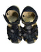 A Black Sandals from Bobux in size 4T for girl. (Back View)