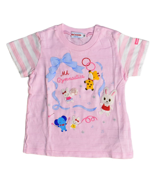 A Pink T Shirts from Miki House in size 12-18M for girl. (Front View)