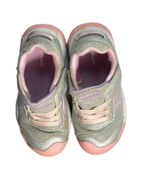 A Grey Sneakers from Skechers in size 3T for girl. (Back View)