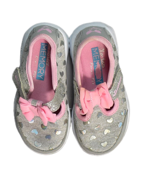 A Grey Sneakers from Skechers in size 18-24M for girl. (Back View)