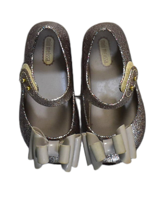 A Silver Flats from Mini Melissa in size 3T for girl. (Back View)