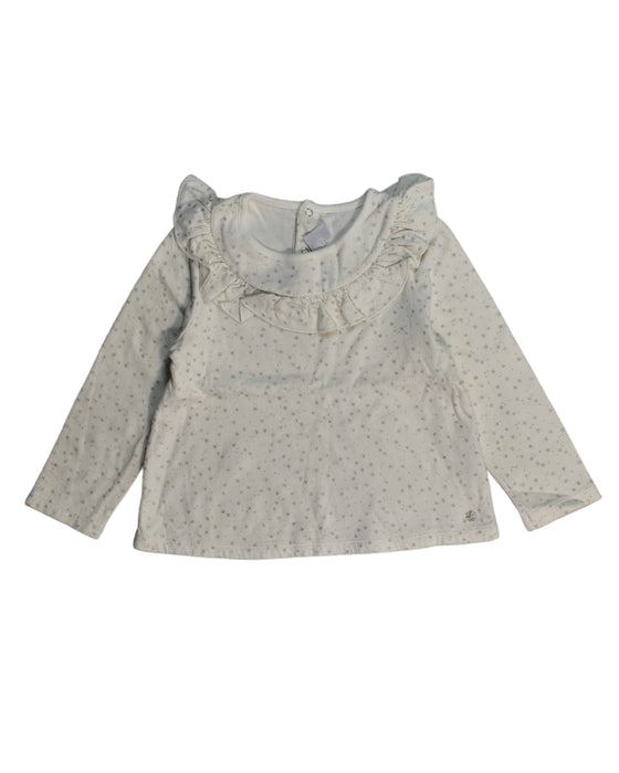 A White Long Sleeve Tops from Petit Bateau in size 3T for girl. (Front View)