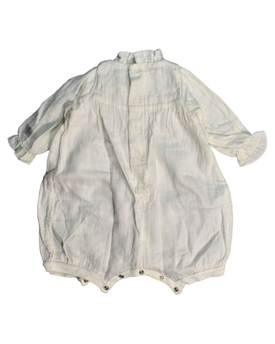 A White Rompers from Petit Bateau in size 3-6M for girl. (Back View)